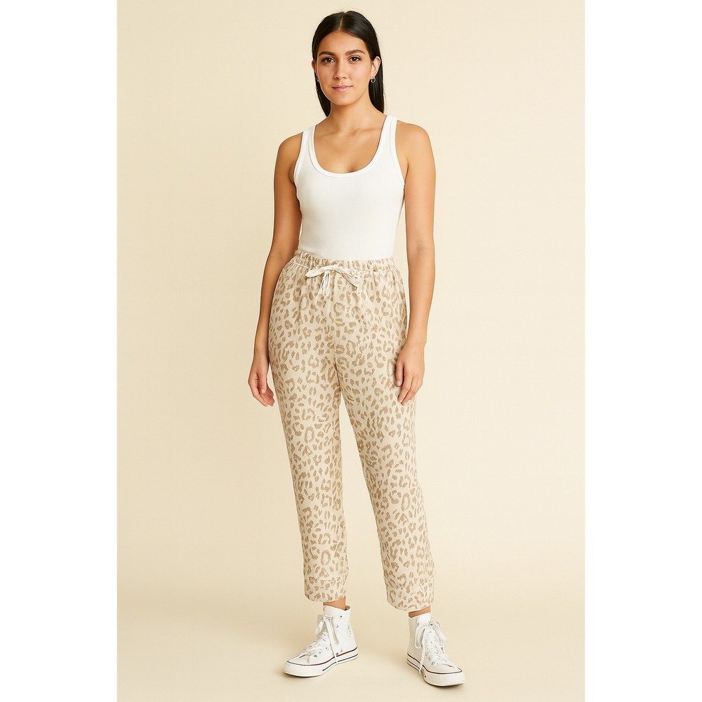 Aerie Leopard Print‎ Lounge Pants Womens Size S Cotton Blend Drawstring